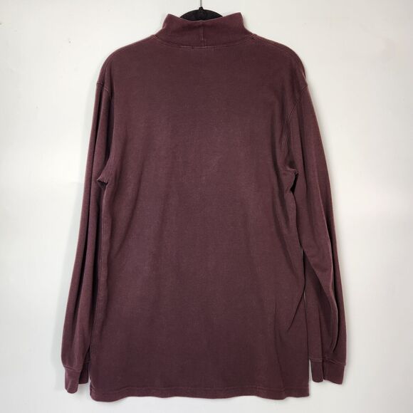 VTG 90s LL Bean Shirt Mens M Burgundy Mock Neck Eclectic Wear Layering Fisherman - Picture 5 of 9